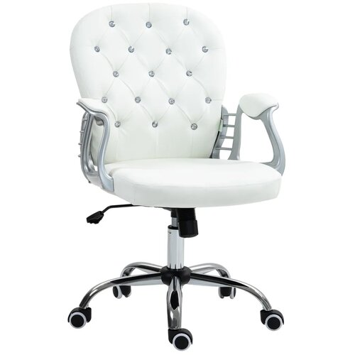  Uredska stolica ergonomska stolica s naslonima za ruke podstavljeni naslon bijela Slike