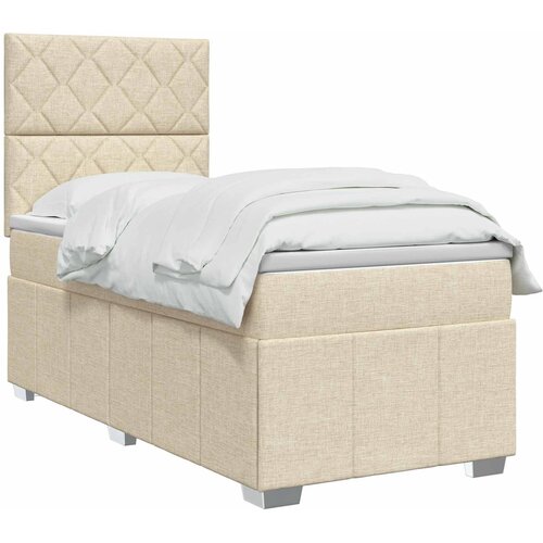 Boxspring krevet s madracem Krem 90 x 200 cm Tkanina Slike