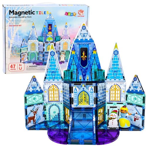  Magnetne građevinske kocke Dvorac ledene princeze plave boje 47 kom. Slike