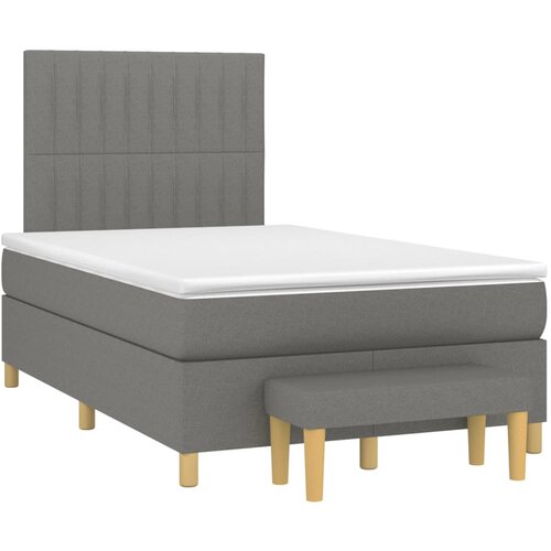 VidaXL Box spring postelja z vzmetnico temno siva 120x190 cm blago Slike