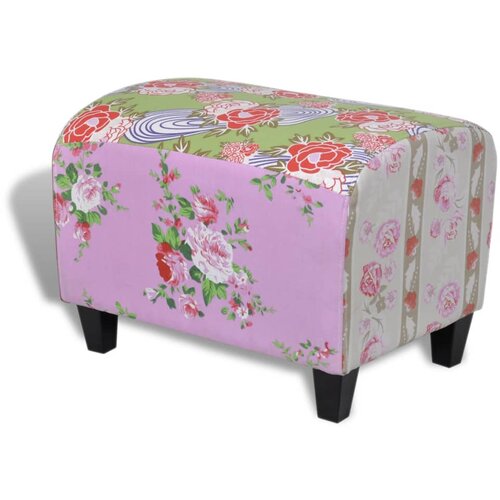 vidaXL Stolček za Noge iz Krpanke Cvetlični Stil Cene