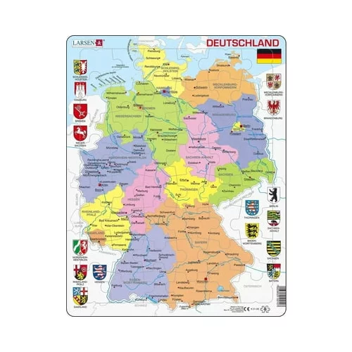 Larsen Uokvirjena sestavljanka - Nemčija - politični zemljevid, 48 kosov