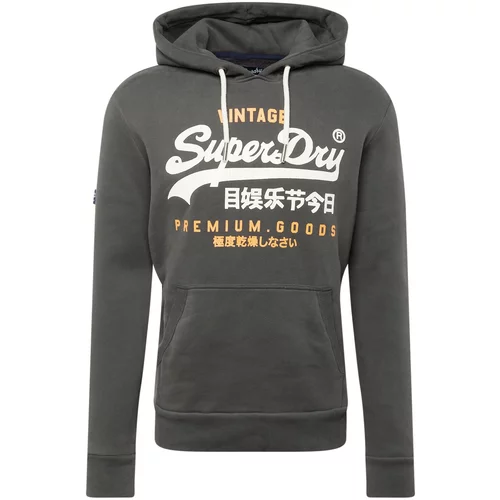 Superdry Sweater majica antracit siva / narančasta / bijela