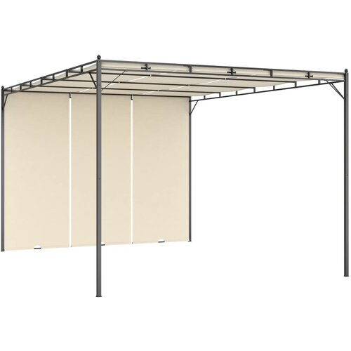 vidaXL Vrtni paviljon s stransko zaveso 4x3x2,25 m krem Cene