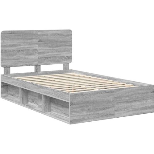  Okvir za krevet s uzglavljem Siva Sonoma 120 x 200 cm Slike