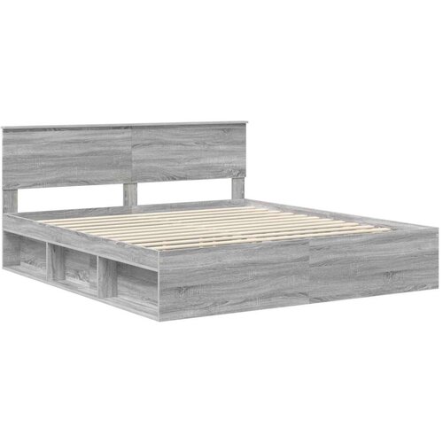  Okvir za krevet s uzglavljem Siva Sonoma 200 x 200 cm Slike