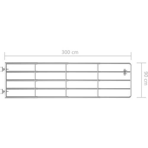 vidaXL vrata za polje s 5 šipki čelična (115 - 300) x 90 cm srebrna Cene