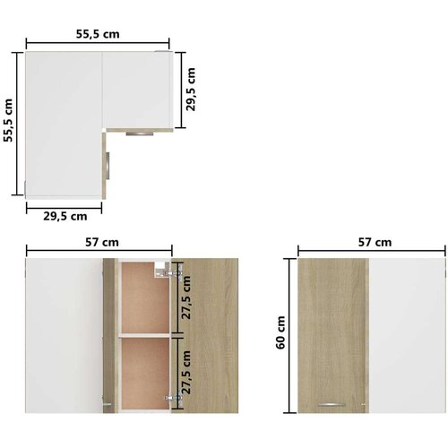 VidaXL Viseča kotna omarica sonoma hrast 57x57x60 cm iverna plo&amp;scaron;ča, (20620681) Slike