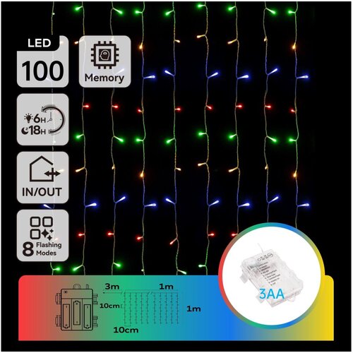 Aigostar LED spolja&amp;scaron;nja božićna girlanda 100xLED/8 funkcija 3xAA 4x1m IP44 vi&amp;scaron;ebojna Slike
