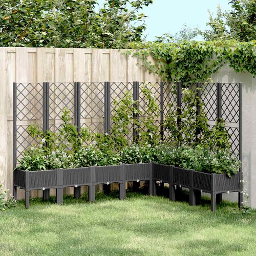  Vrtna sadilica s rešetkom crna 200 x 160 x 142 cm PP Cene