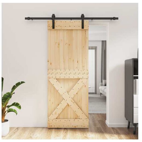 vidaXL Klizna vrata s priborom za montažu 80 x 210 cm masivna borovina Cene