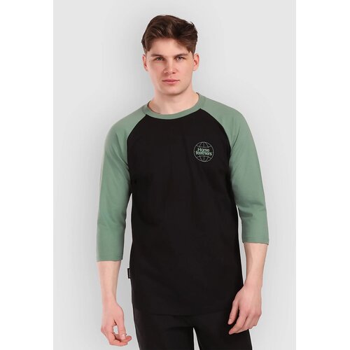 Horsefeathers Global Raglan Majica z dolgimi rokavi black / iceberg green Cene