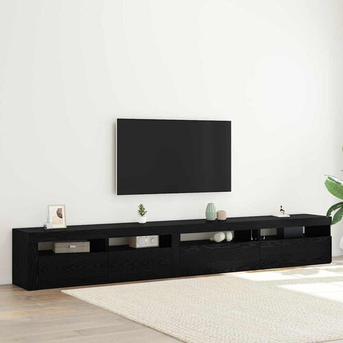  Set TV komoda S LED lampica 3 pcs Crni hrast 270 x 35 x 40 cm Cene