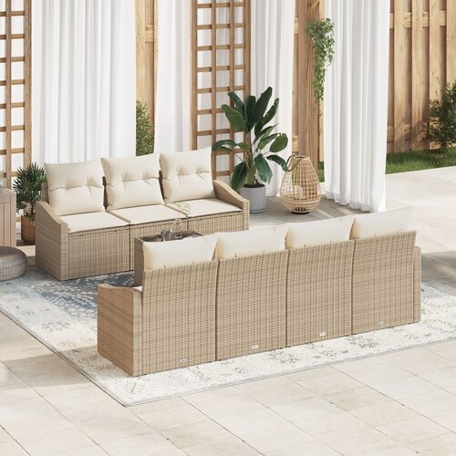 VidaXL 8-dijelni vrtni sofa set s jastucima bež poli ratan Slike