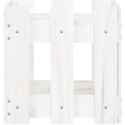  Vrtna sadilica s izgledom ograde bijela 30x30x30 cm od borovine Slike