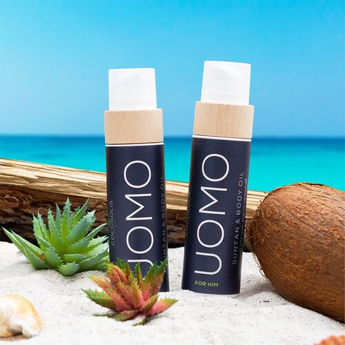 Cocosolis UOMO negovalno olje za sončenje brez za&amp;scaron;čitnega faktorja za mo&amp;scaron;ke Black Coconut 110 ml Slike