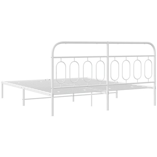  Metalni okvir za krevet s uzglavljem bijeli 160x200 cm Slike