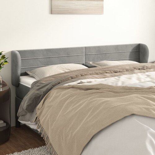 vidaXL Uzglavlje s ušima svjetlosivo 183x23x78/88 cm baršunasto Cijene