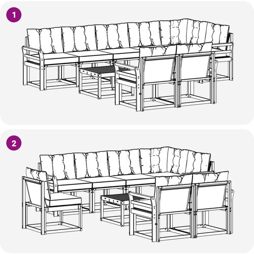  Set vanjskih sofa 9 kom. Prirodna i krem Slike