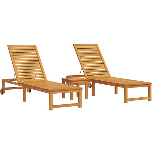  Ležaljka 3 pcs Smeđa Čvrsto drvo akacije Slike
