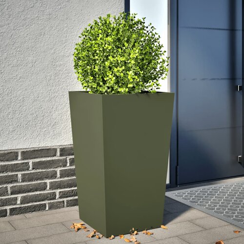 Furnova Vrtno korito olivno zelena 45x45x75 cm jeklo, (21920181) Slike