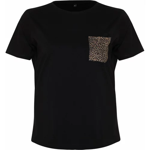 Trendyol Curve Black Animal Printed Oversize Knitted T-shirt