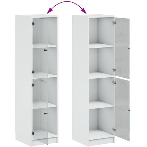  Visoka komoda sa staklenim vratima bijela 35 x 37 x 142 cm Slike