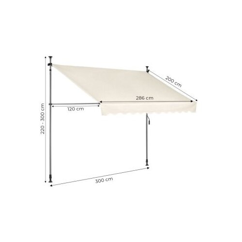 MULTIGARDEN tenda za terasu i balkon sa pode&amp;scaron;avanjem visine 3x1.2m beige multigarden AW-016 3X1.2 be Slike