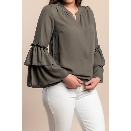 Fenzy Plus Size Bluza S Volanima, Maslinasta Slike
