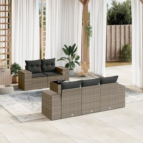 VidaXL 6-dijelni set vrtnih sofa od poliratana s jastucima sivi Slike