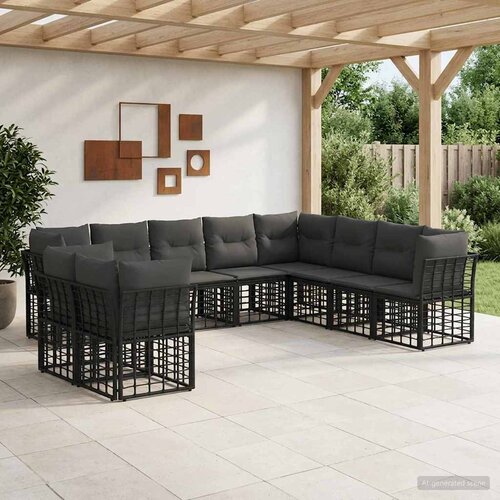  Set vanjskih sofa Crna Poliester Cijene