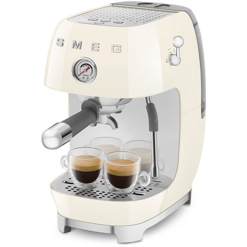 Smeg ECF03CREU Aparat za kavu s ruckom, krem boje, 50-ih godina. Slike