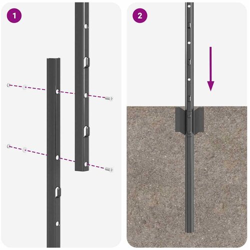  Stup za ogradu 11 pcs Siva 160 cm Čelik Slike