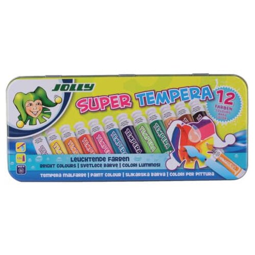  Barva tempera Jolly 7,5ml tubice 12 kos v kovinski &amp;scaron;katli Slike