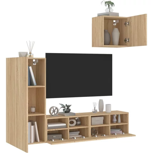  4-dijelni zidni TV elementi svjetlima boja hrasta drveni