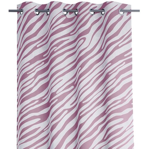  Curtain FUN color pink printed theme animal style tropical silver silver metal eyelets velvet 140x250 AmeliaHome Slike