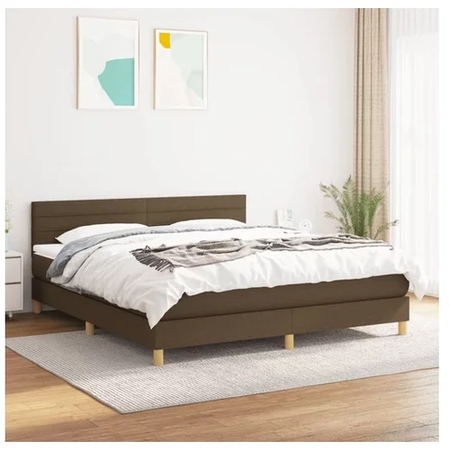  Box spring postelja z vzmetnico temno rjava 160x200 cm blago