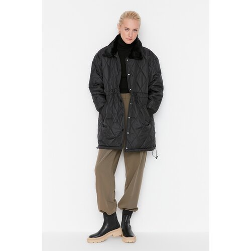 Trendyol Ecru Wide Cut Oversize Collar Plush Detailed Snap Closure Coat Slike