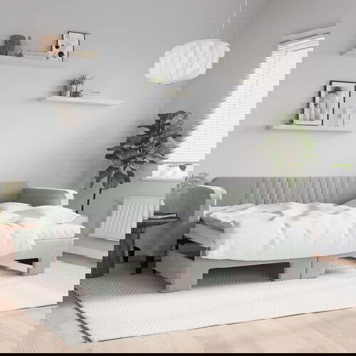 The Living Store Izvlečna dnevna postelja z vzmetnico sv. siva 80x200 cm žamet - Izvlečna Dnevna Postelja, (21489912) Slike