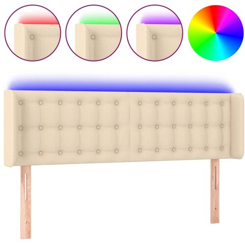 Maison Chic led posteljno vzglavje - vzglavna omarica - nočna omarica krem 147x16x78/88 cm blago, (21706585) Slike