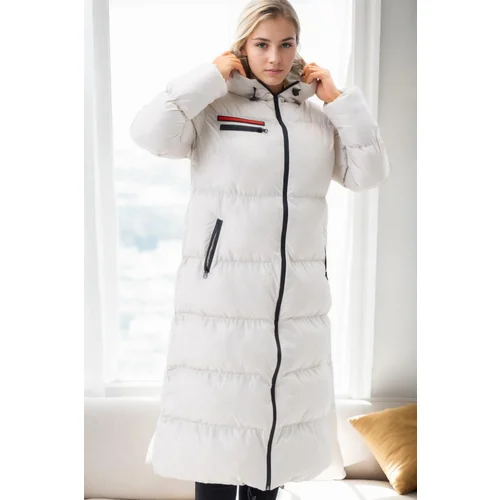 Dewberry Z6756 LADIES INFLATABLE COAT-BEIGE-1