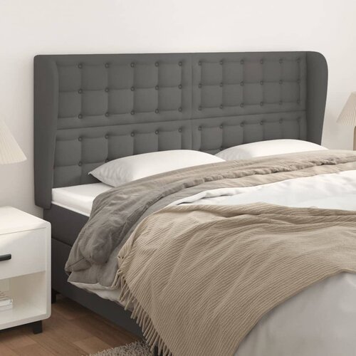 vidaXL Vzglavje z ušesi sivo 183x23x118/128 cm umetno usnje Cene