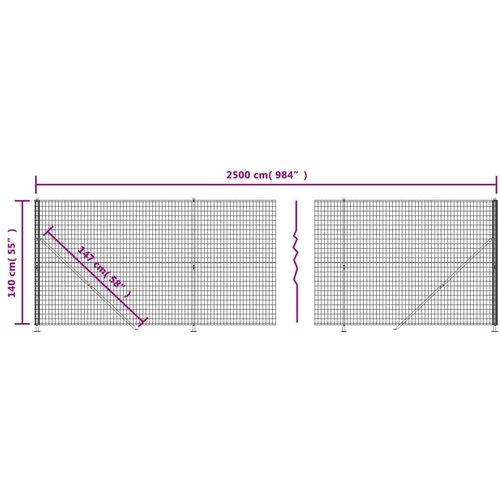 VidaXL Ograda od žičane mreže s prirubnicom zelena 1 4 x 25 m Slike