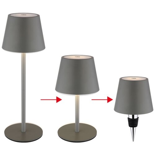 Globo 58488G-LED Dodirna prigu&amp;scaron;iva punjiva spoljna stona lampa VANNIE 3W/5V IP54 1800mAh siva Slike