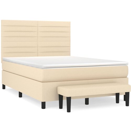 VidaXL Krevet s oprugama i madracem krem 140x200 cm od tkanine Slike