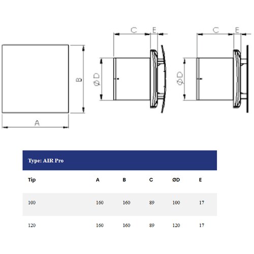 Texo AIR PRO Ventilator FI 120 TILE INSERTION Cene