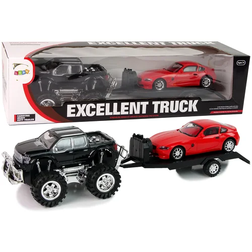 Komplet vozila Crni Monster Truck + Bijeli BMW - 58 cm