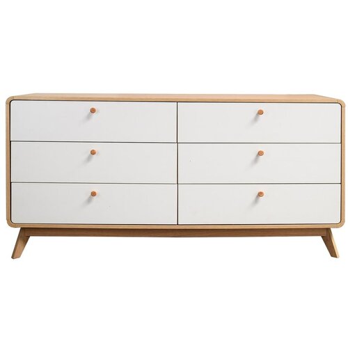 St&amp;oslash;raa Bijela/u prirodnoj boji niska komoda u dekoru hrasta 150x74 cm Caitlin &amp;ndash; Slike