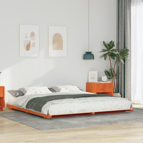  Posteljni okvir Vo&scaron;čeno rjava 200 x 210 cm Trdna borovina, (5000127298) Cene