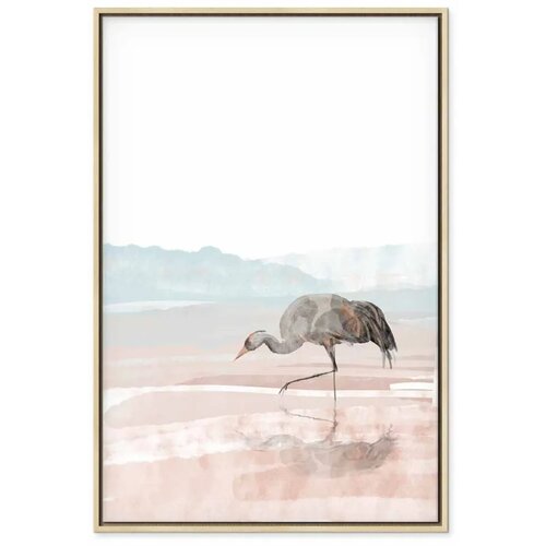  Slika - Crane in the Morning (1 Part) Vertical 80x120 U prirodnom drvenom okviru Slike